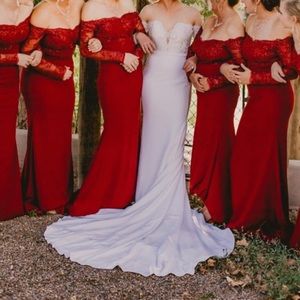 Burgundy Off-The-Shoulder Bridesmaid Dress